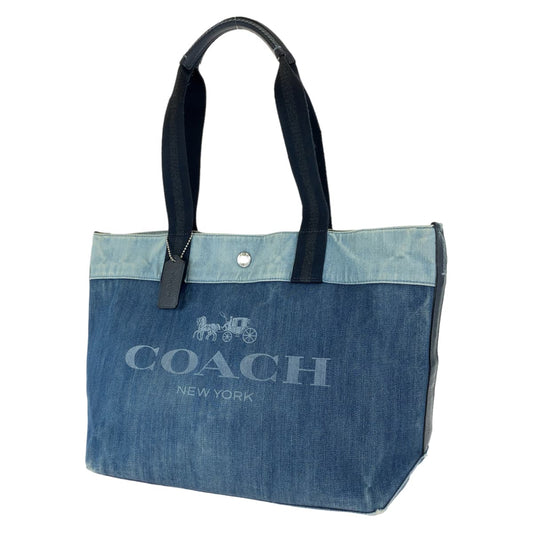 COACH コーチ ホース アンド キャリッジ ブルー 青 デニム 91131 ショルダーバッグ トートバッグ  レディース