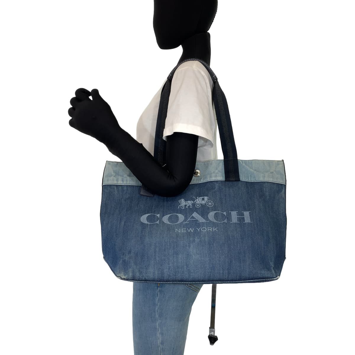 COACH コーチ ホース アンド キャリッジ ブルー 青 デニム 91131 ショルダーバッグ トートバッグ  レディース
