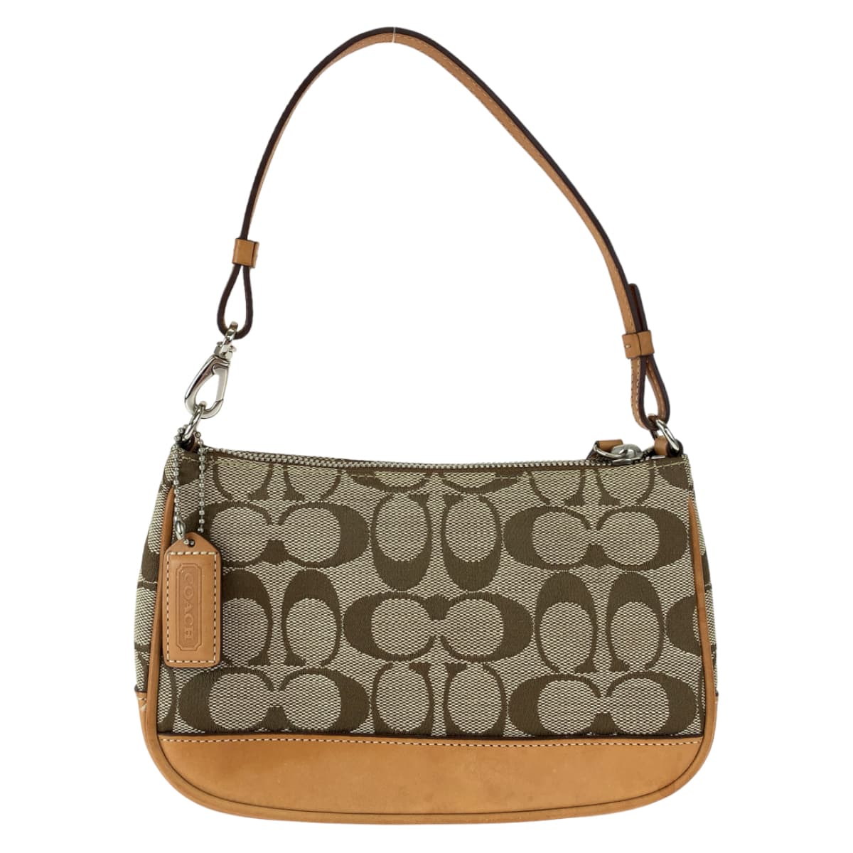 COACH コーチ シグネチャー ベージュ キャンバス / レザー 6094 ハンドバッグ アクセサリーポーチ  レディース