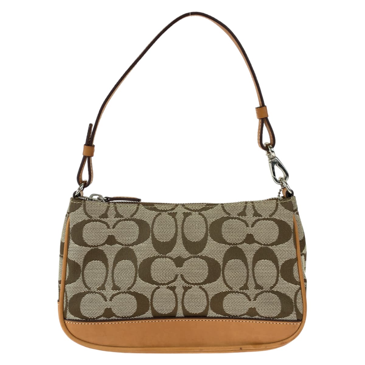 COACH コーチ シグネチャー ベージュ キャンバス / レザー 6094 ハンドバッグ アクセサリーポーチ  レディース