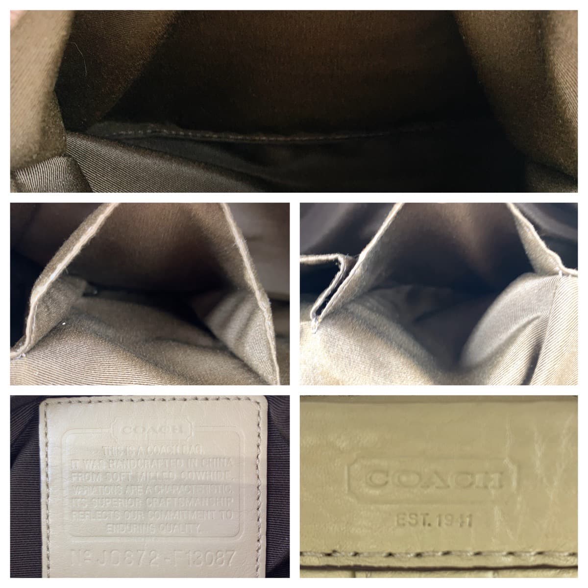 COACH コーチ ハンプトンズ ペブルド タッセル ベージュ レザー F13087 トートバッグ ハンドバッグ  レディース