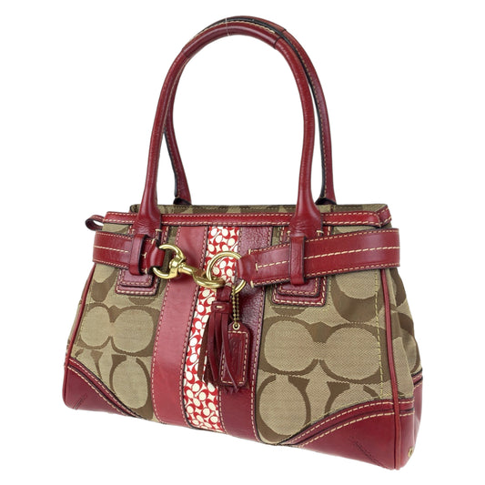 COACH コーチ シグネチャー レッド 赤 ゴールド金具 キャンバス / レザー 10544 トートバッグ ハンドバッグ  レディース