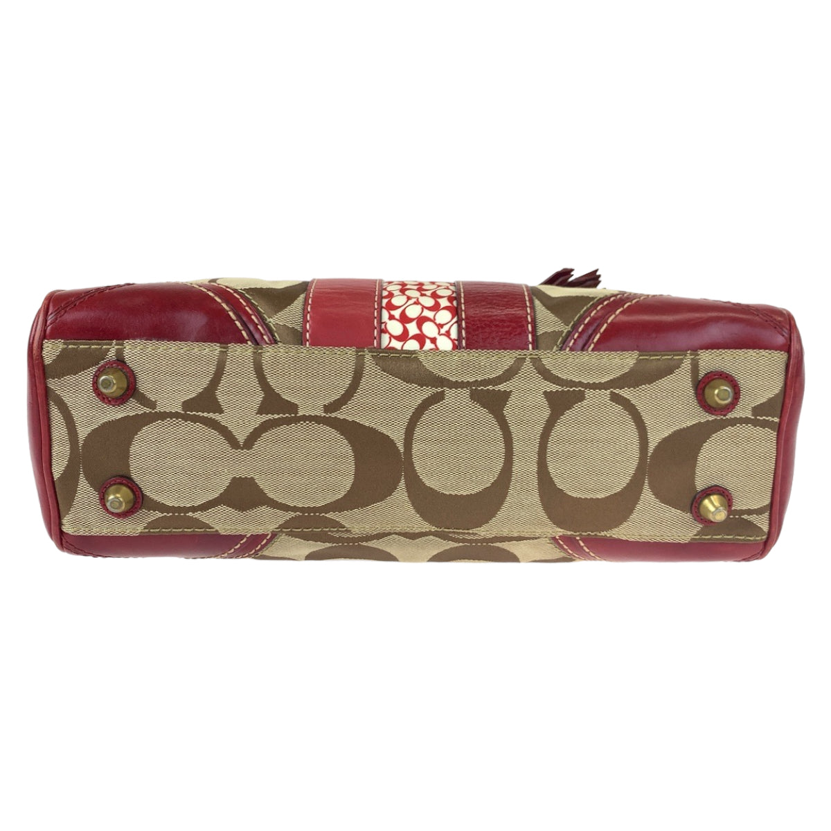 COACH コーチ シグネチャー レッド 赤 ゴールド金具 キャンバス / レザー 10544 トートバッグ ハンドバッグ  レディース