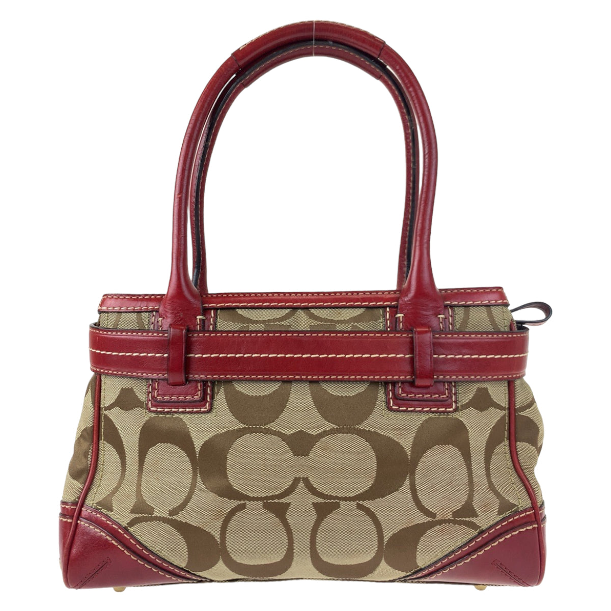 COACH コーチ シグネチャー レッド 赤 ゴールド金具 キャンバス / レザー 10544 トートバッグ ハンドバッグ  レディース