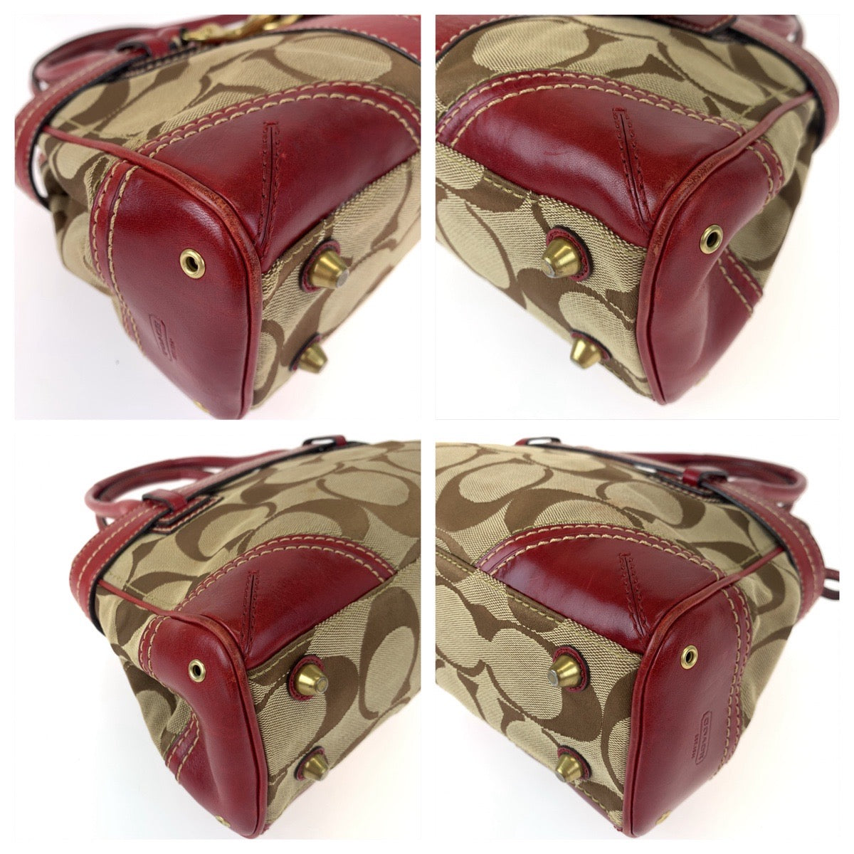 COACH コーチ シグネチャー レッド 赤 ゴールド金具 キャンバス / レザー 10544 トートバッグ ハンドバッグ  レディース