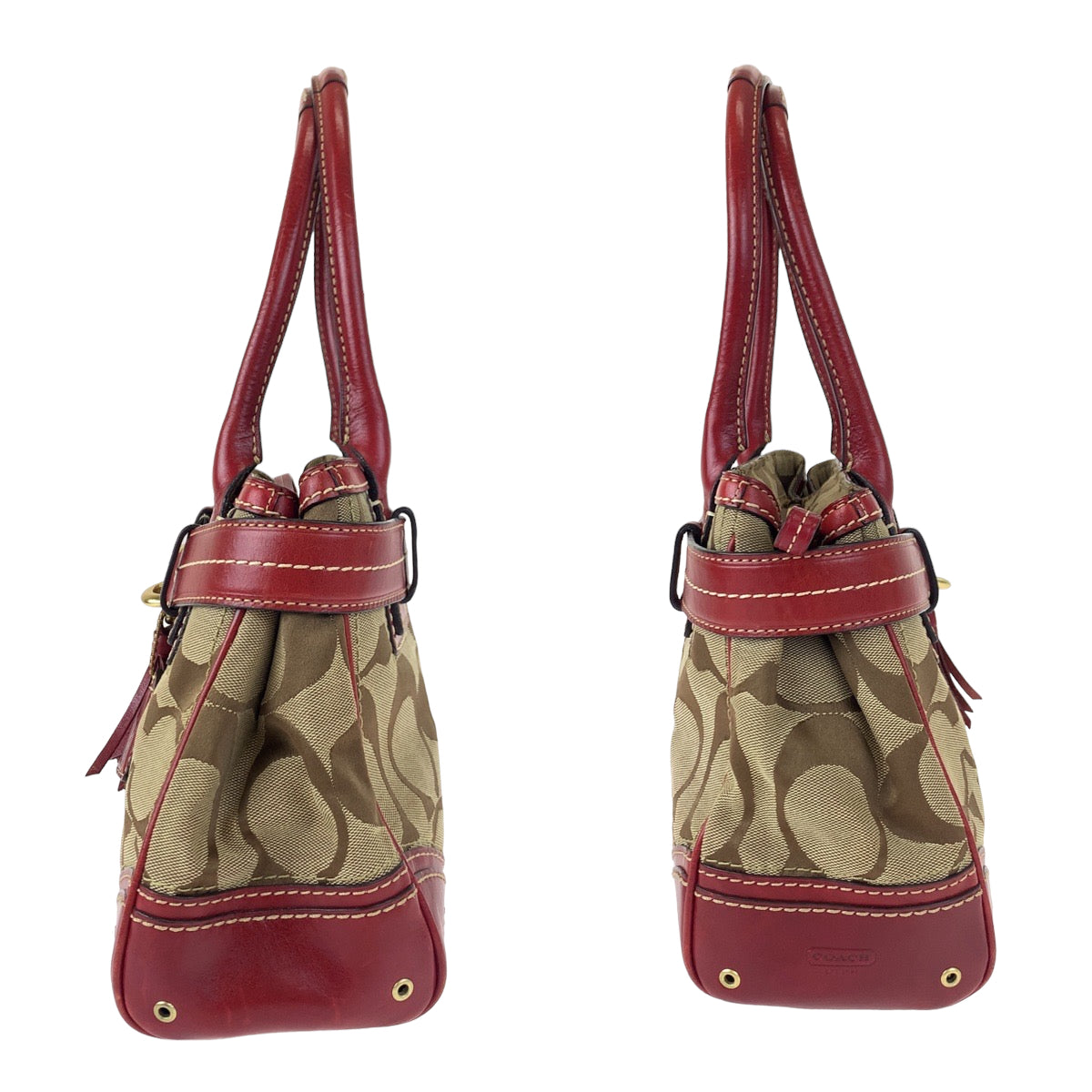 COACH コーチ シグネチャー レッド 赤 ゴールド金具 キャンバス / レザー 10544 トートバッグ ハンドバッグ  レディース
