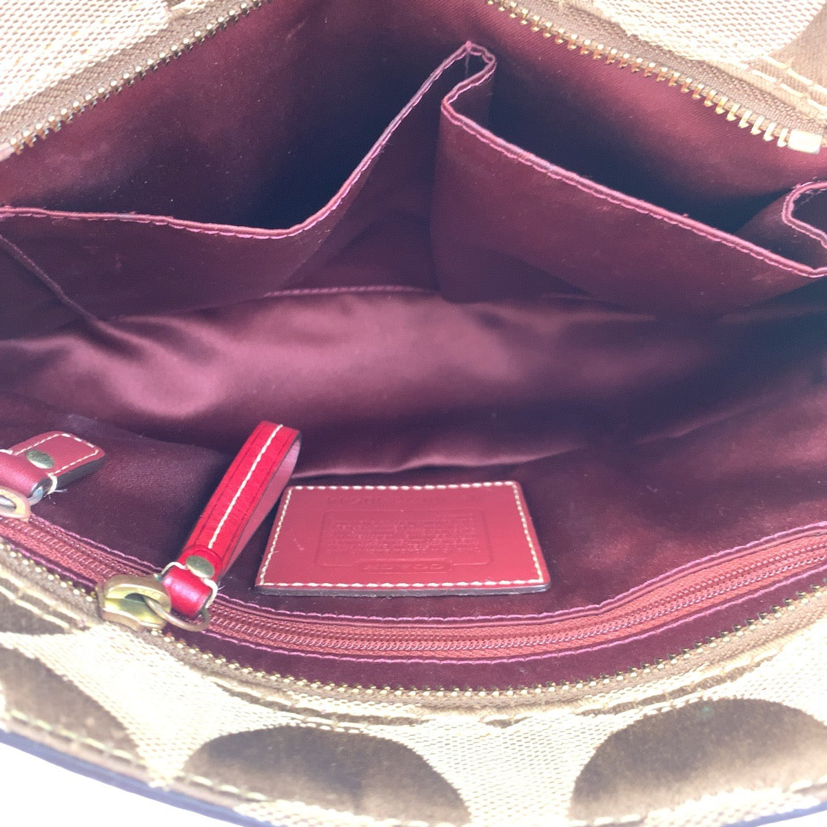 COACH コーチ シグネチャー レッド 赤 ゴールド金具 キャンバス / レザー 10544 トートバッグ ハンドバッグ  レディース