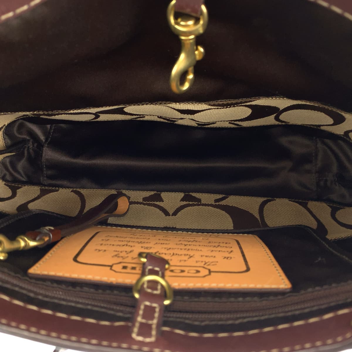 COACH コーチ シグネチャー ブラウン 茶 ベージュ キャンバス 10124 ショルダーバッグ トートバッグ  レディース