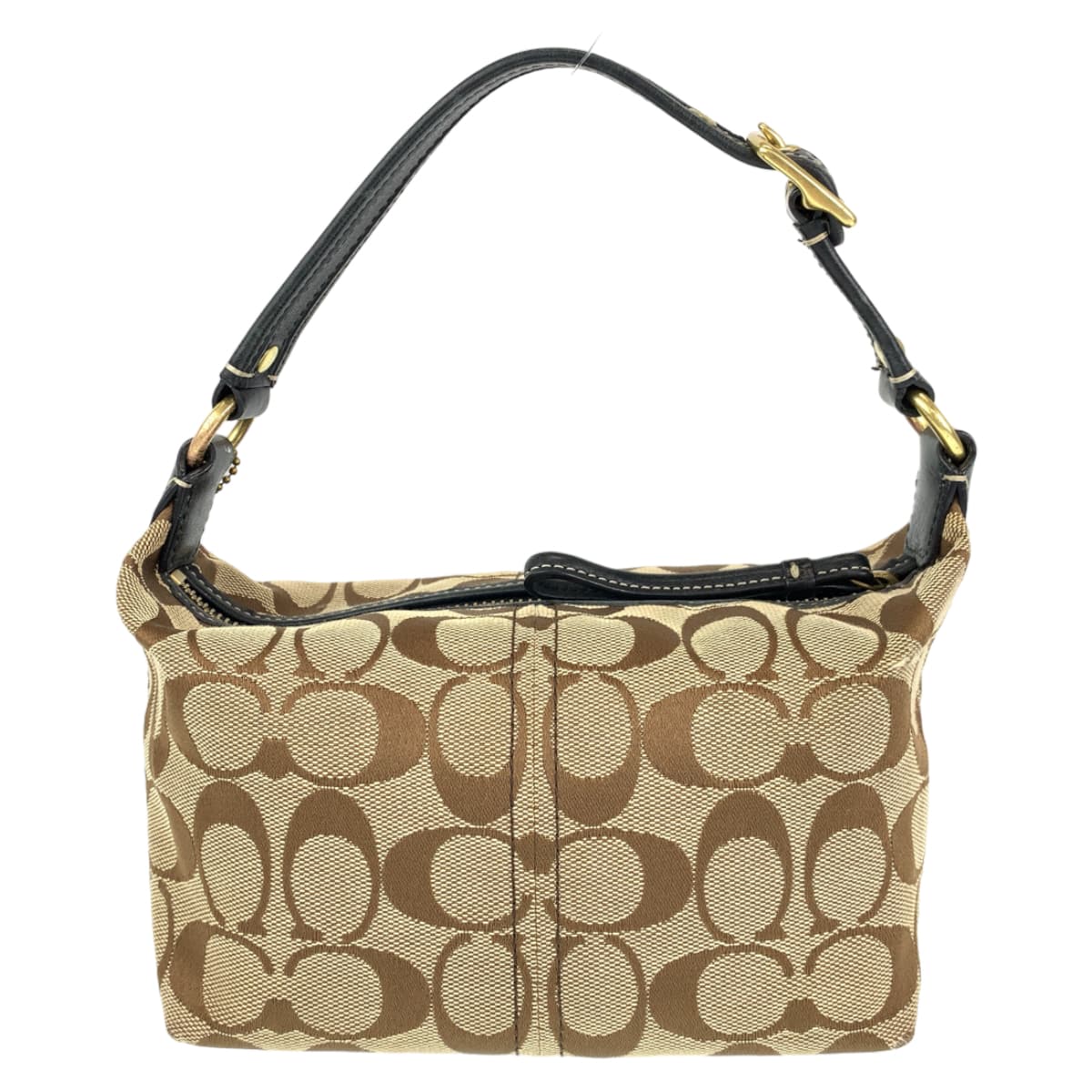 COACH コーチ シグネチャー ベージュ ブラック 黒 キャンバス / レザー 40224 ハンドバッグ アクセサリーポーチ  レディース
