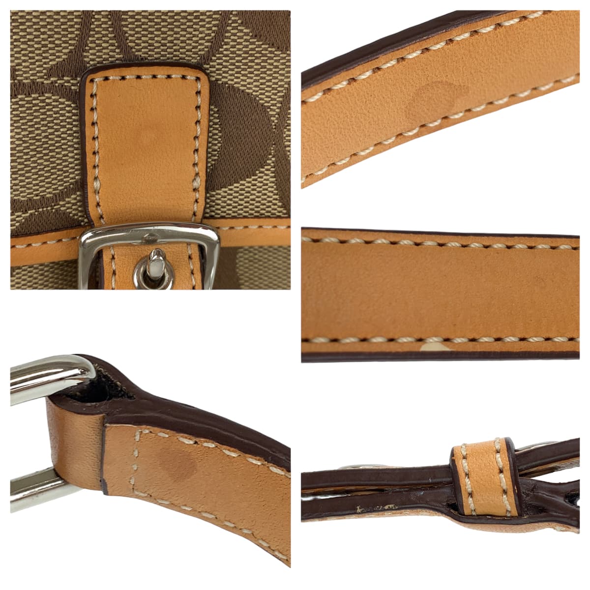 COACH コーチ シグネチャー ベージュ キャンバス / レザー 6844 ショルダーバッグ 斜め掛け  レディース
