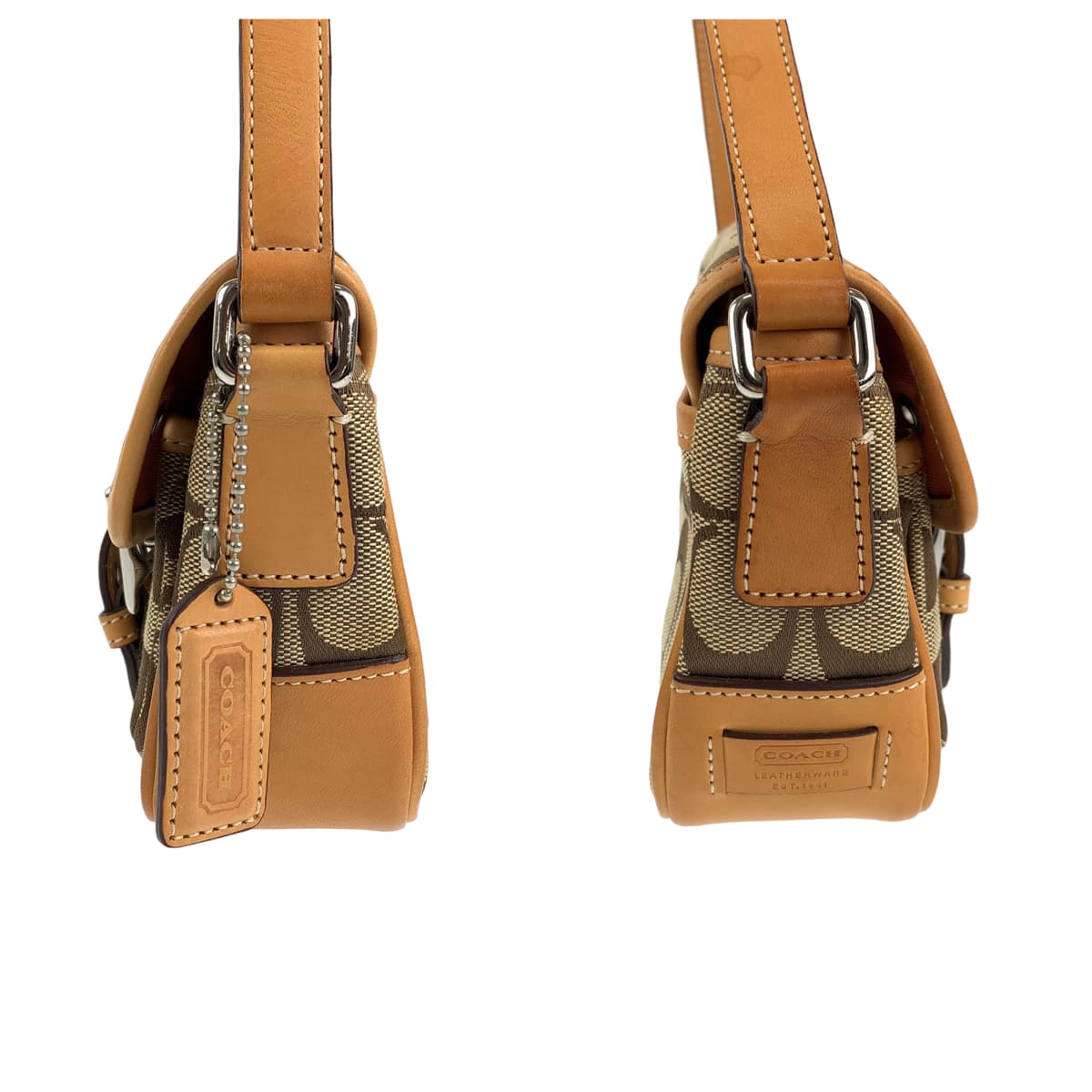 COACH コーチ シグネチャー ベージュ キャンバス / レザー 6844 ショルダーバッグ 斜め掛け  レディース