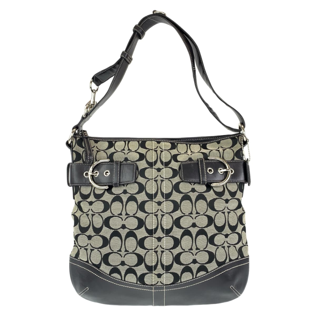 COACH コーチ シグネチャー ブラック 黒 グレー キャンバス / レザー 3593 ショルダーバッグ 斜め掛け  レディース