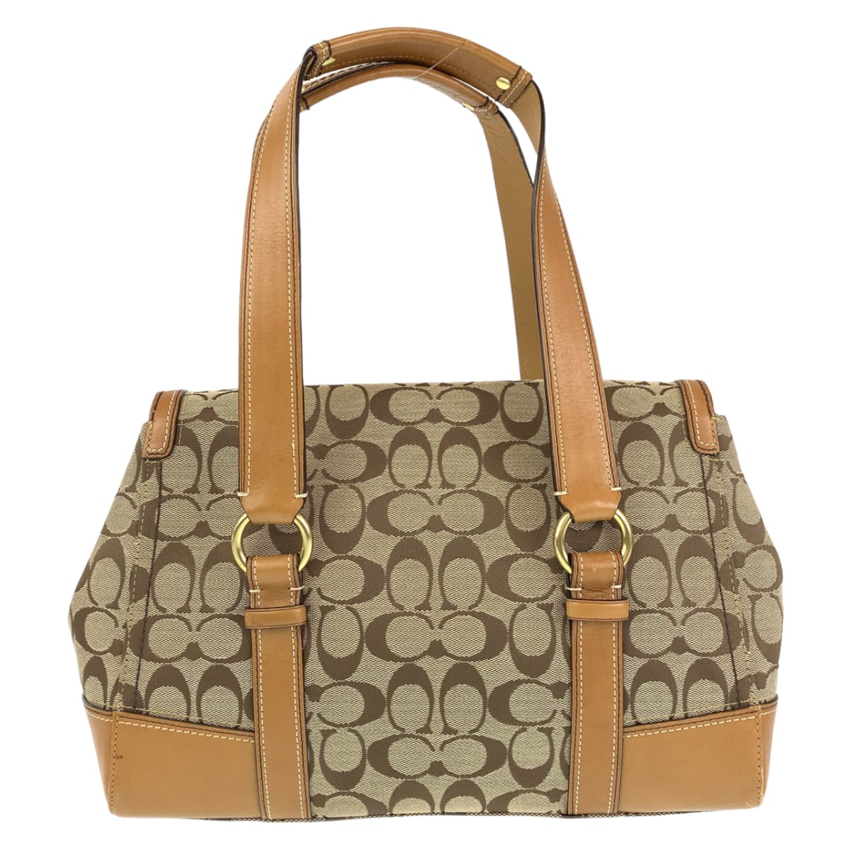 COACH コーチ シグネチャー フラップサッチェル ベージュ キャンバス / レザー 11060 ショルダーバッグ トートバッグ  レディース