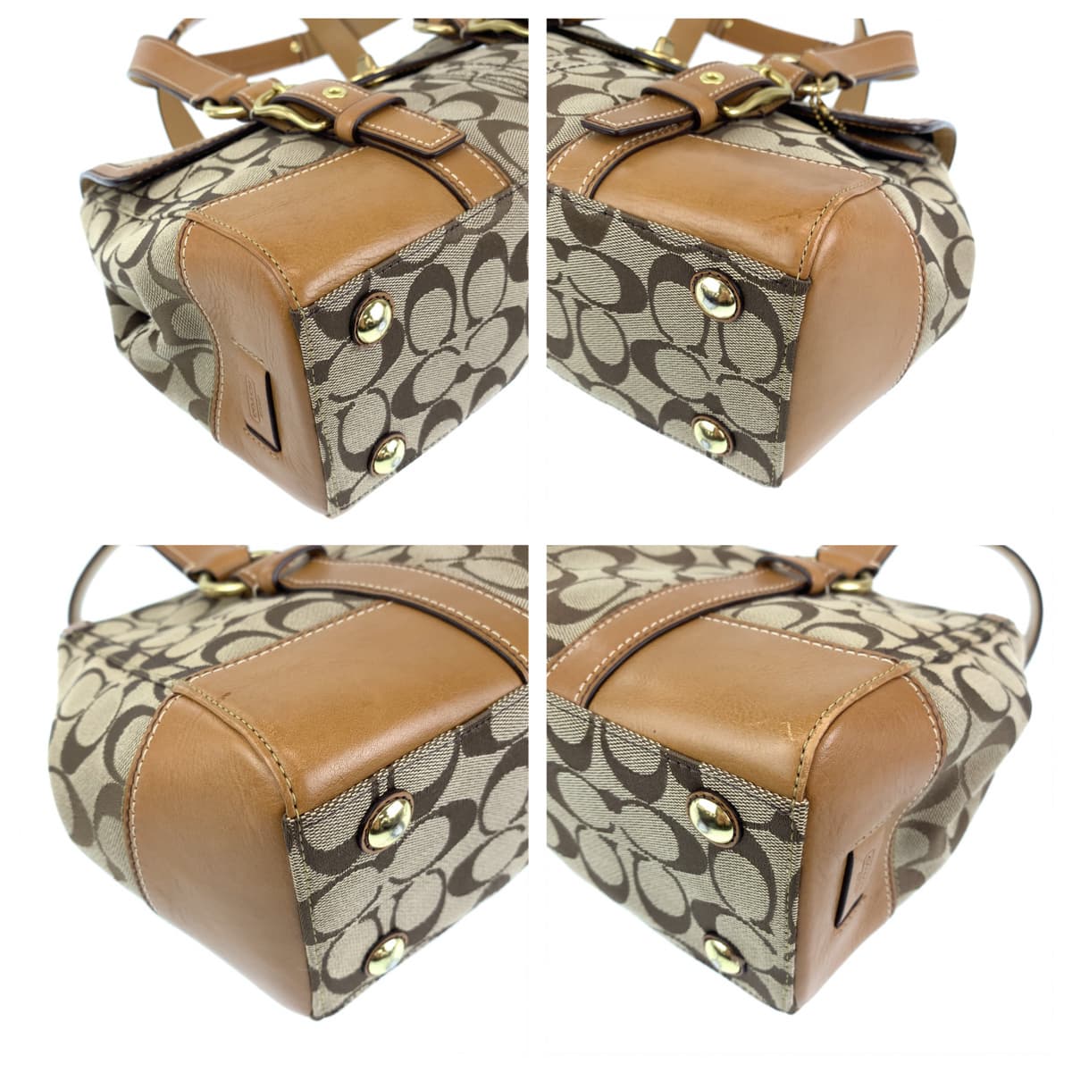 COACH コーチ シグネチャー フラップサッチェル ベージュ キャンバス / レザー 11060 ショルダーバッグ トートバッグ  レディース