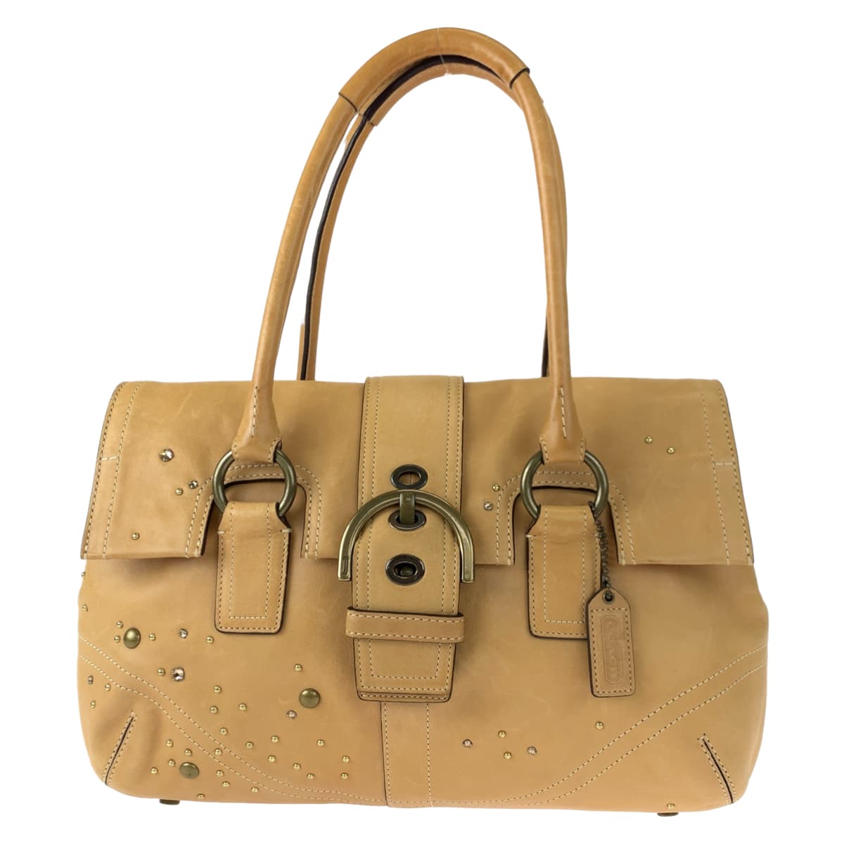 COACH コーチ ソーホー ビジュー スタッズ ベージュ ピンク レザー 8A31 トートバッグ  ハンドバッグ  レディース