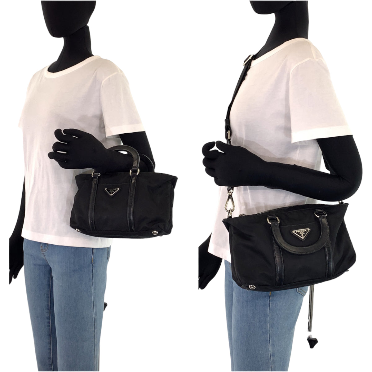 PRADA Prada Tessuto Black Nylon Shoulder Bag Handbag 2way Women's