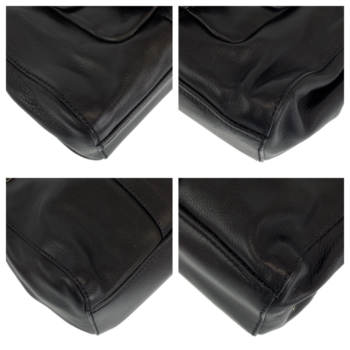 PRADA Prada black silver hardware leather handbag tote bag for women