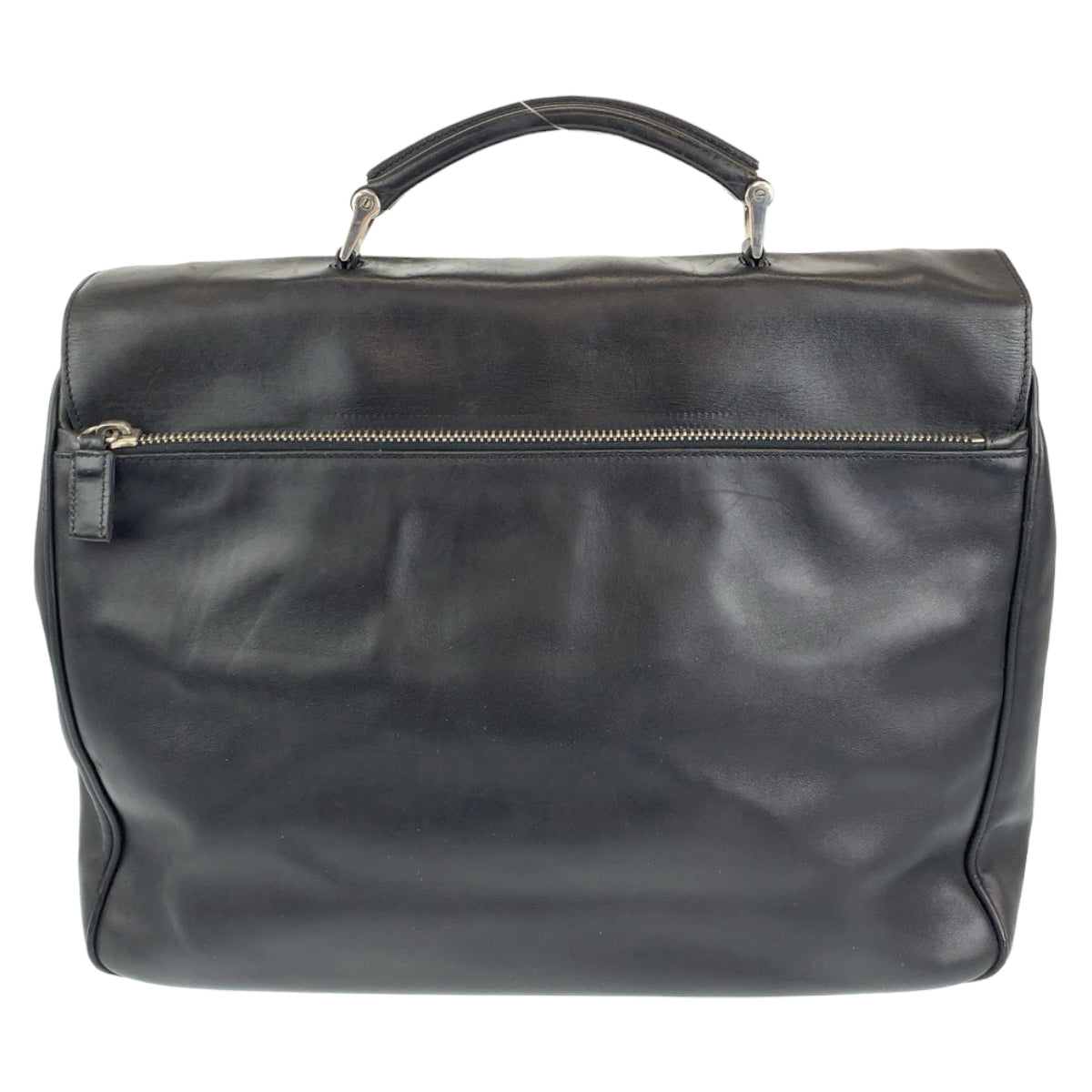 PRADA Prada Black Silver Hardware Leather Business Bag Briefcase Document Bag Men's