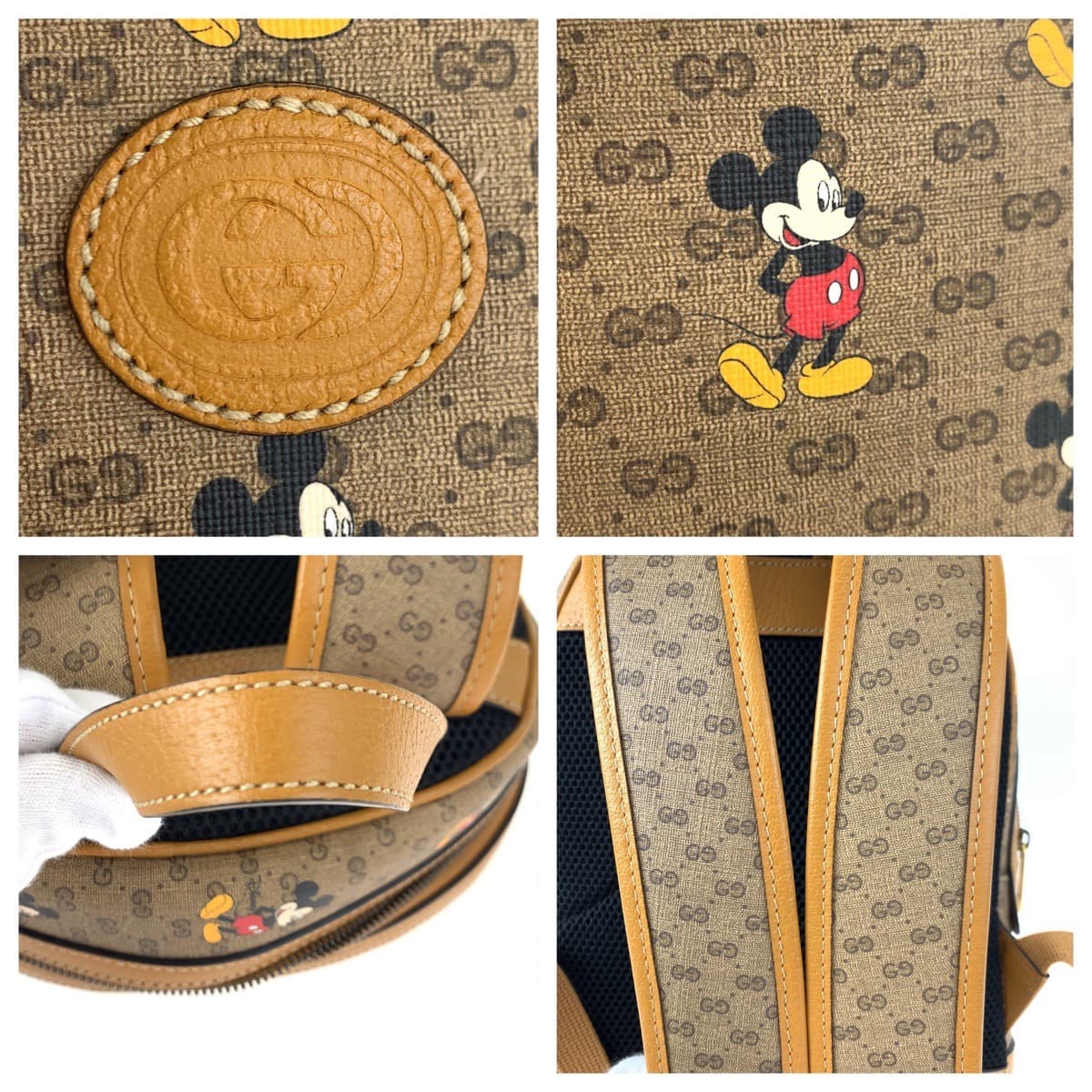 GUCCI グッチ マイクロGG ディズニーコラボ ミッキーマウス ブラウン 茶 GGスプリームキャンバス 552884 ミニリュック バックパック  レディース