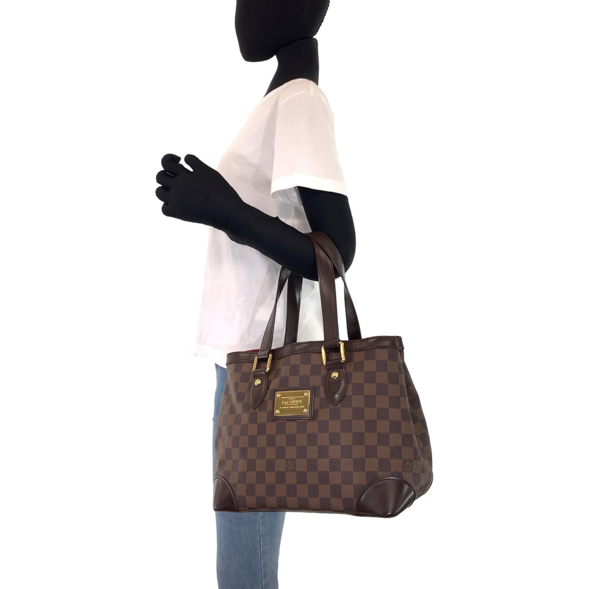 LOUIS VUITTON ルイヴィトン ダミエ ハムステッドPM ブラウン 茶 ゴールド金具 PVC N51205 トートバッグ ハンドバッグ  レディース