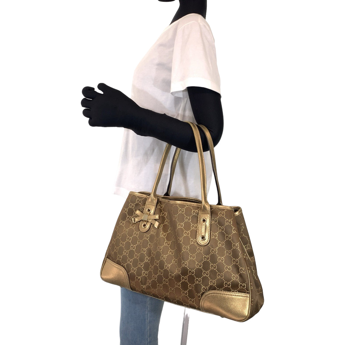 GUCCI グッチ プリンシー ブラウン 茶 ゴールド GGキャンバス / レザー 163805 トートバッグ ハンドバッグ  レディース