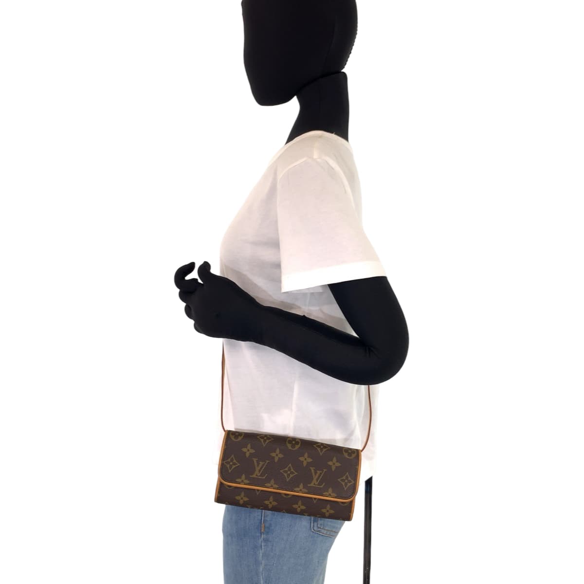 LOUIS VUITTON ルイヴィトン モノグラム ポシェットツインPM ブラウン 茶 PVC M51854 ショルダーバッグ 斜め掛け  レディース