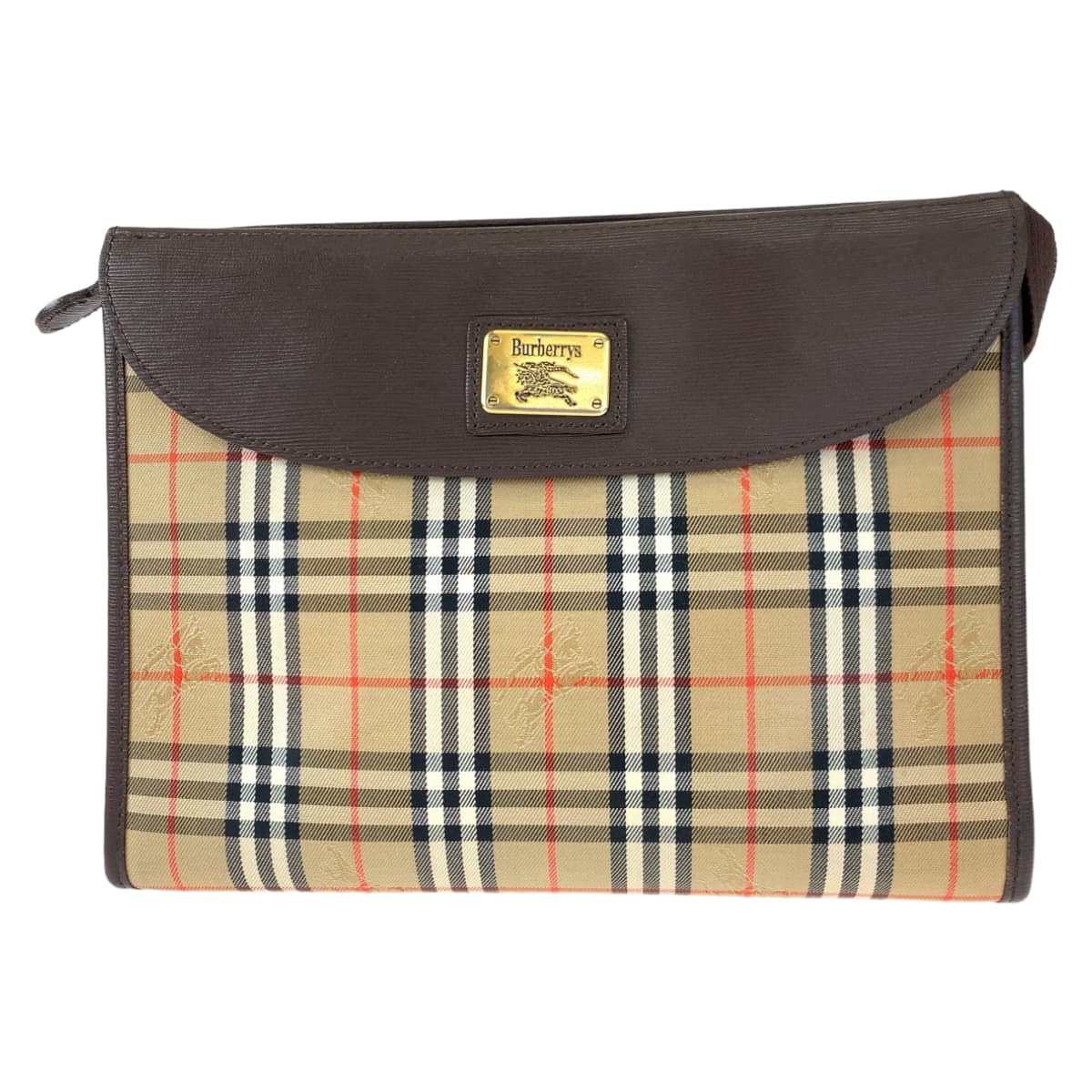 BURBERRY バーバリー ノヴァチェック ブラウン 茶 レザー / キャンバス セカンドバッグ クラッチバッグ  レディース