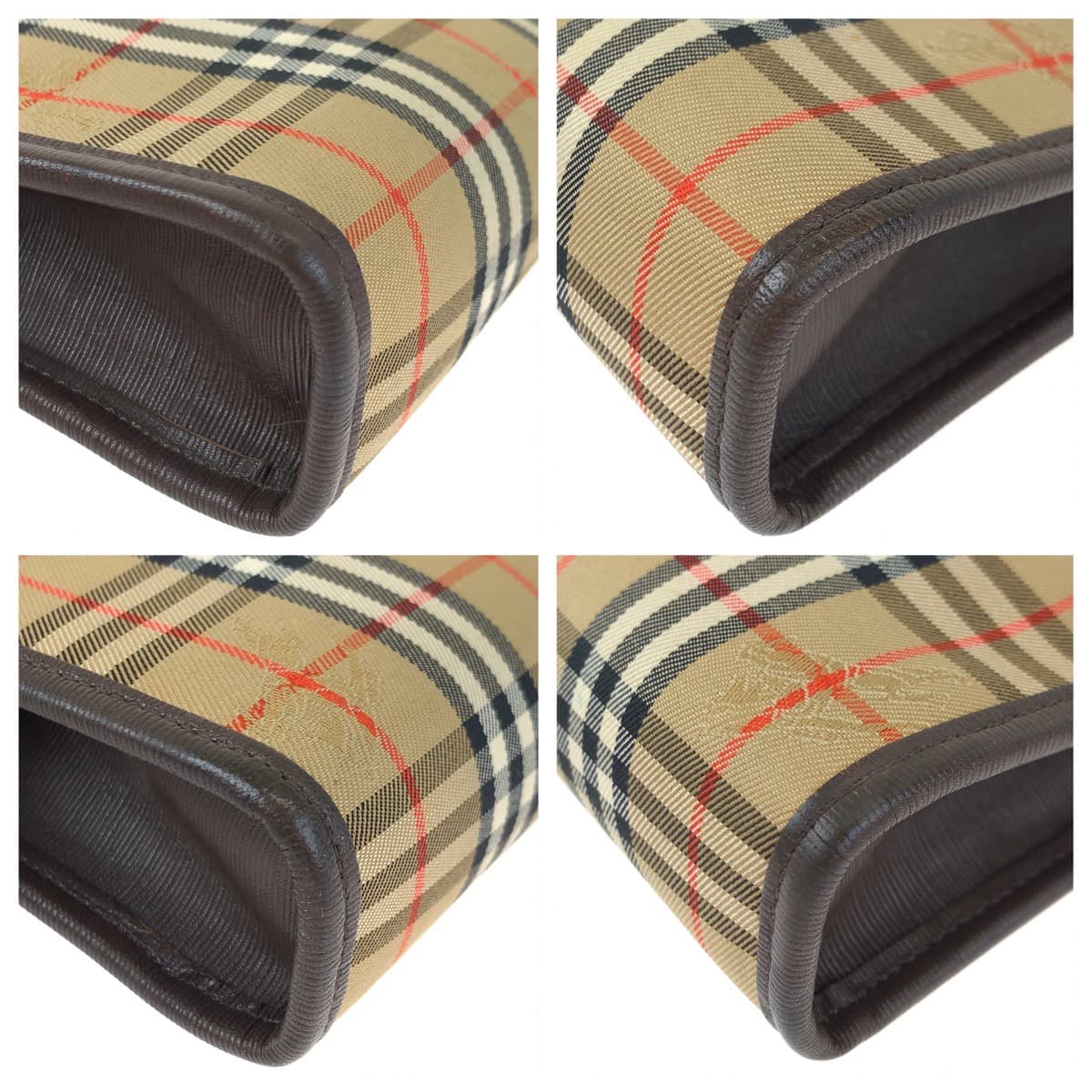 BURBERRY バーバリー ノヴァチェック ブラウン 茶 レザー / キャンバス セカンドバッグ クラッチバッグ  レディース