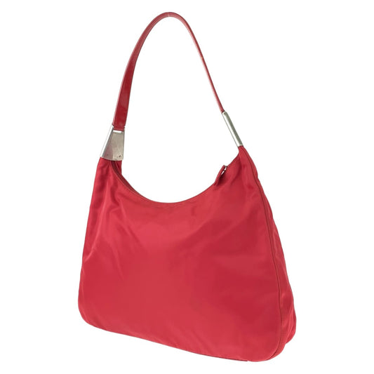 PRADA Prada Tessuto Red Silver Hardware Nylon Shoulder Bag for Women