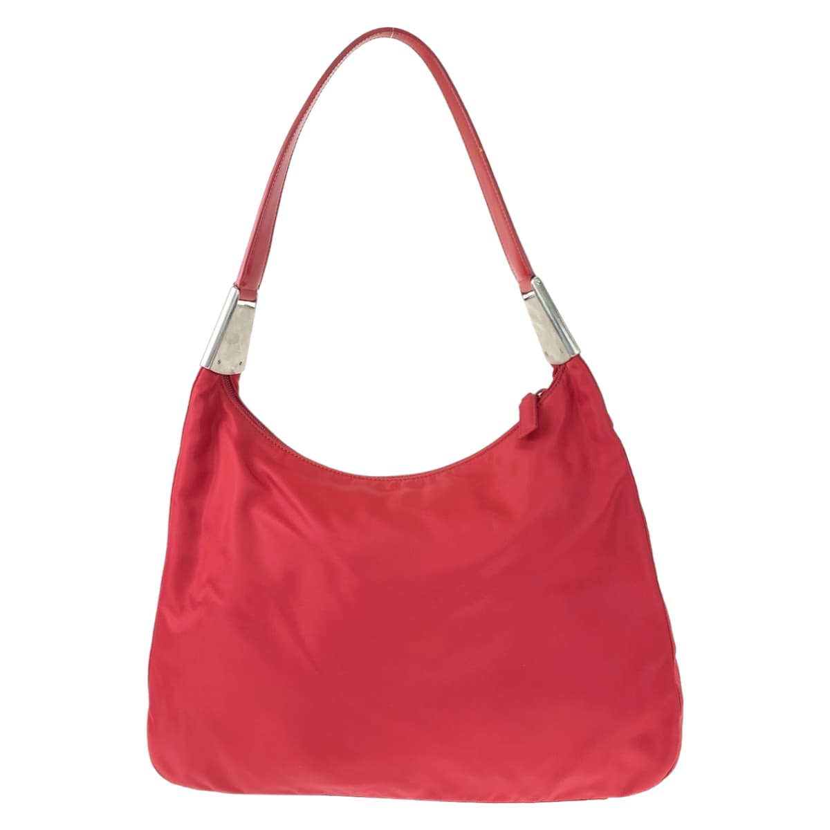 PRADA Prada Tessuto Red Silver Hardware Nylon Shoulder Bag for Women