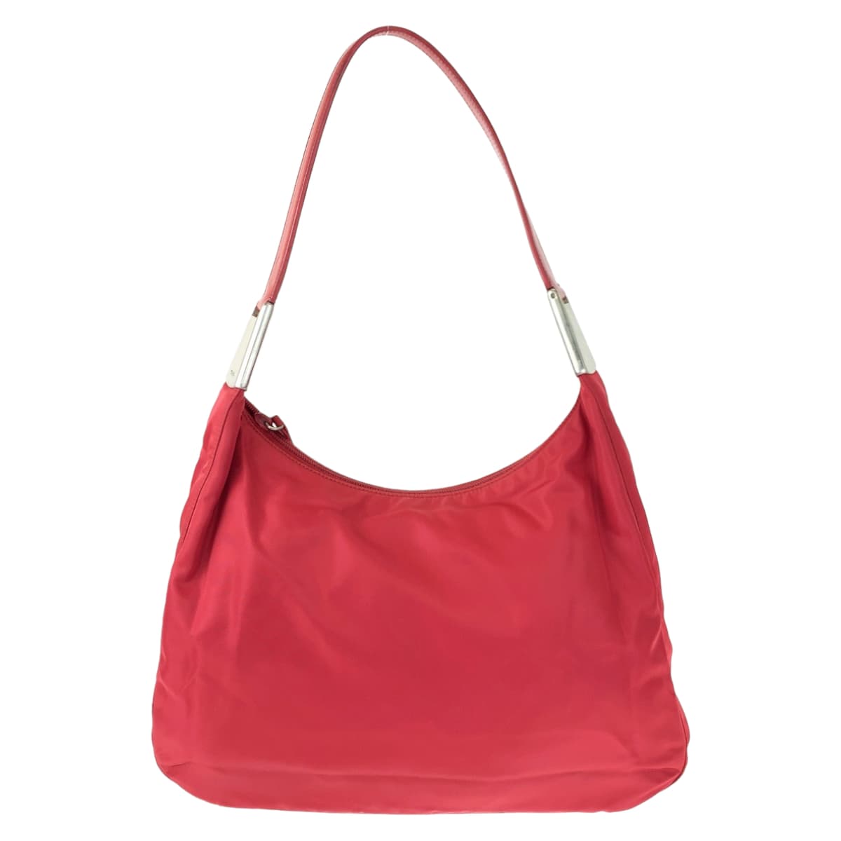 PRADA Prada Tessuto Red Silver Hardware Nylon Shoulder Bag for Women