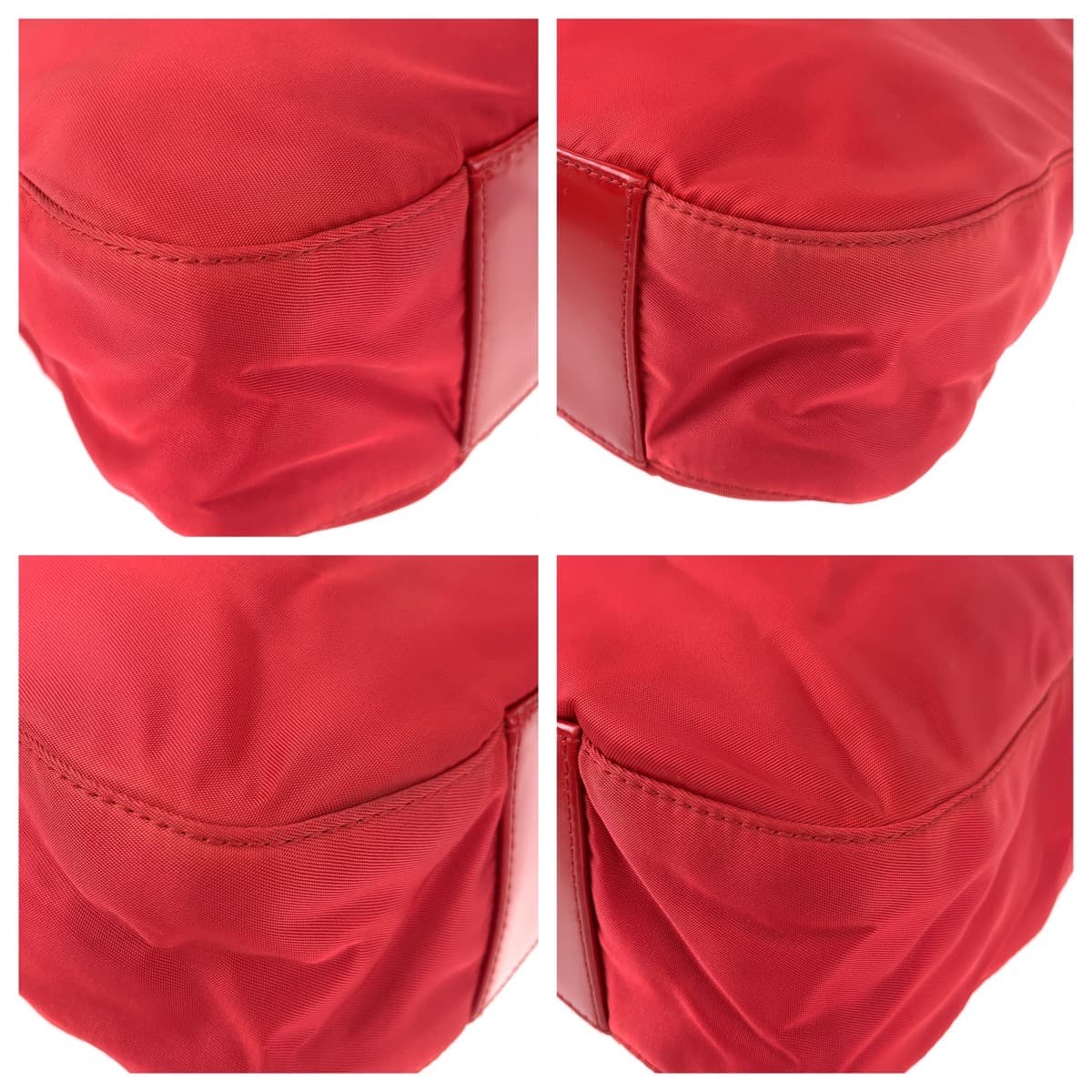 PRADA Prada Tessuto Red Silver Hardware Nylon Shoulder Bag for Women