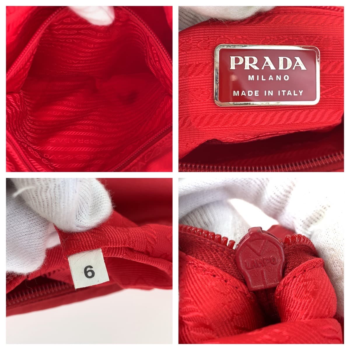 PRADA Prada Tessuto Red Silver Hardware Nylon Shoulder Bag for Women