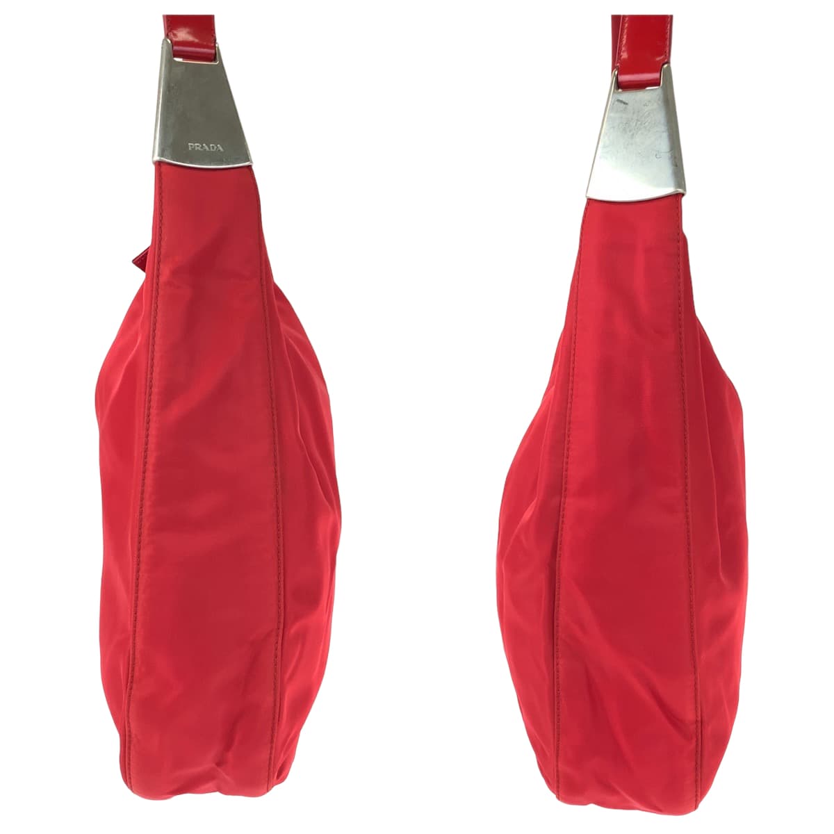 PRADA Prada Tessuto Red Silver Hardware Nylon Shoulder Bag for Women