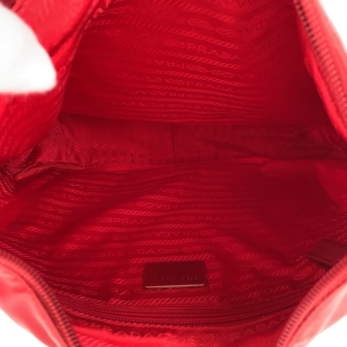 PRADA Prada Tessuto Red Silver Hardware Nylon Shoulder Bag for Women