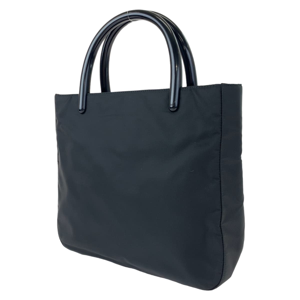 PRADA Prada Tessuto Plastic Handle Black Nylon Handbag Tote Bag for Women