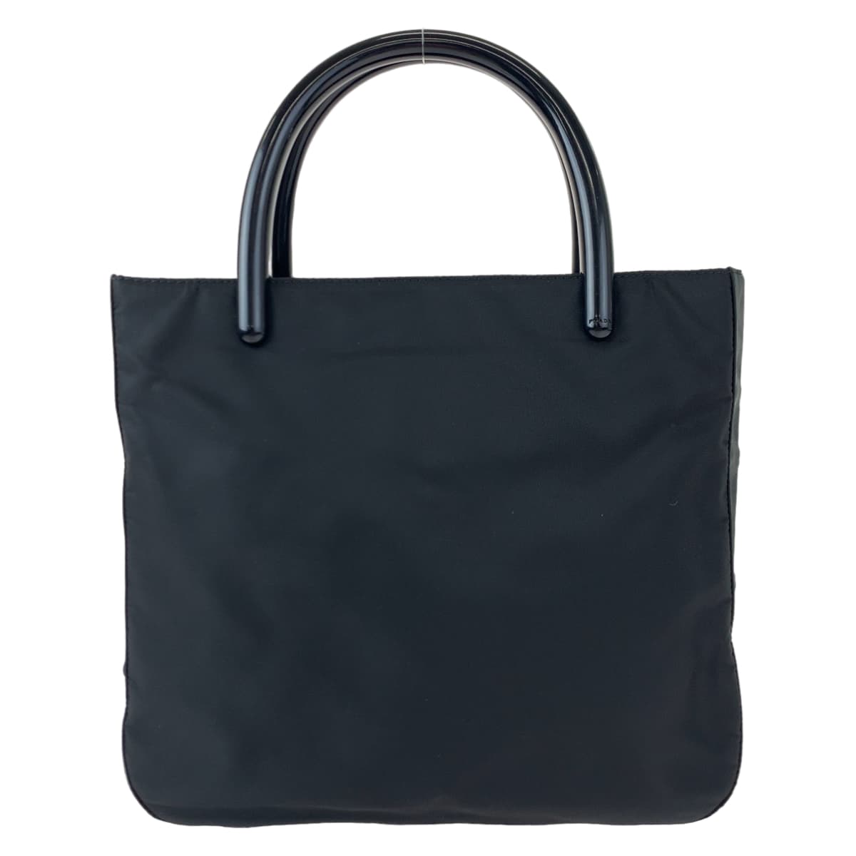 PRADA Prada Tessuto Plastic Handle Black Nylon Handbag Tote Bag for Women