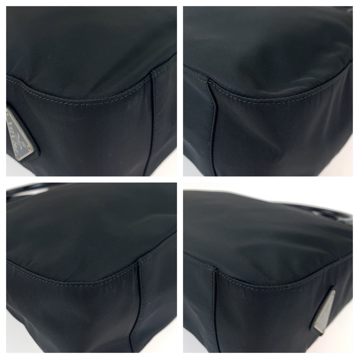 PRADA Prada Tessuto Plastic Handle Black Nylon Handbag Tote Bag for Women