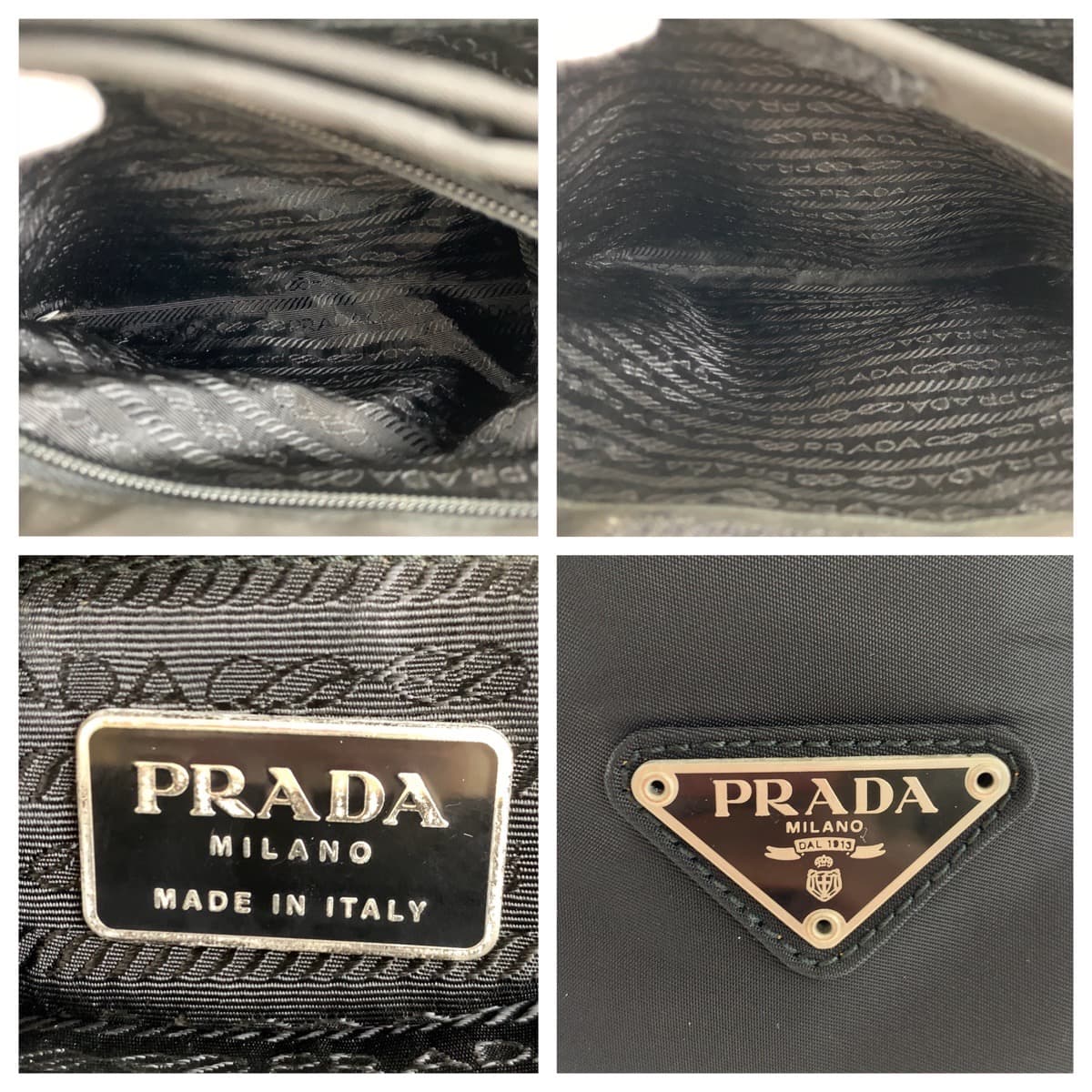 PRADA Prada Tessuto Plastic Handle Black Nylon Handbag Tote Bag for Women