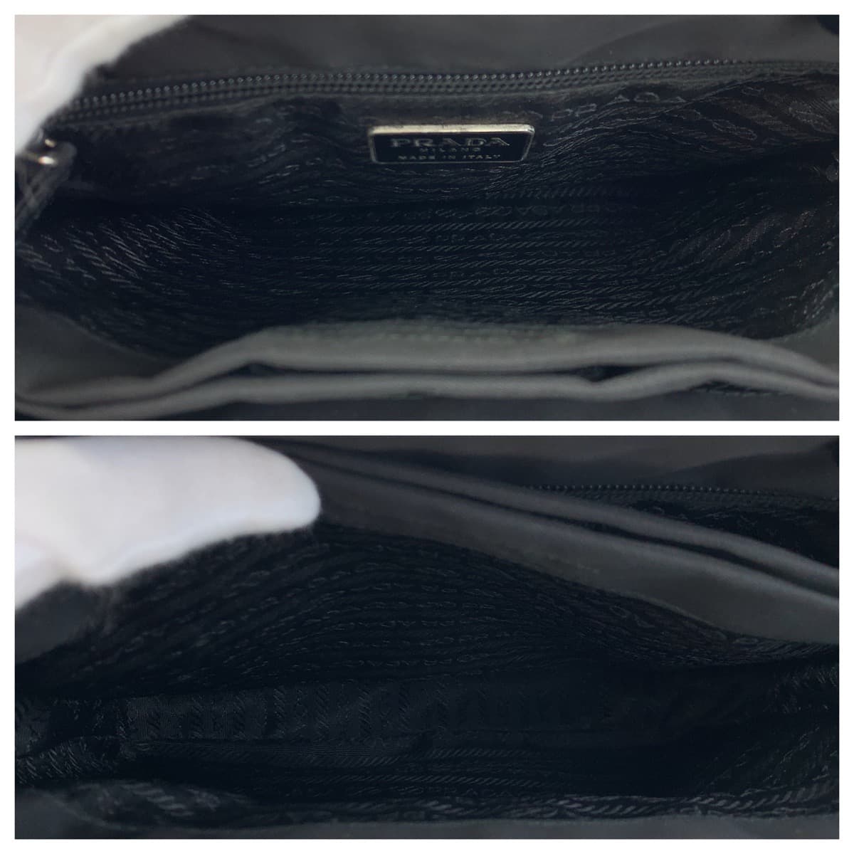 PRADA Prada Tessuto Plastic Handle Black Nylon Handbag Tote Bag for Women