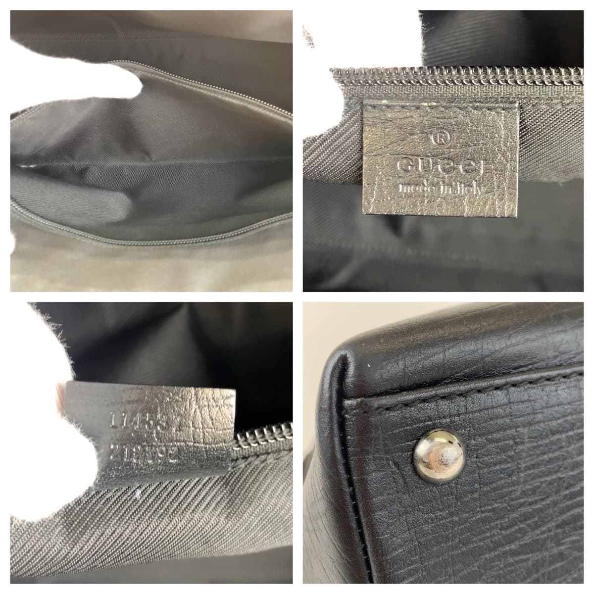 GUCCI グッチ ブラック 黒 レザー 114537 ビジネスバッグ ハンドバッグ  メンズ