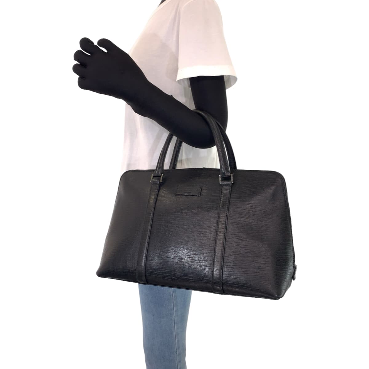 GUCCI グッチ ブラック 黒 レザー 114537 ビジネスバッグ ハンドバッグ  メンズ