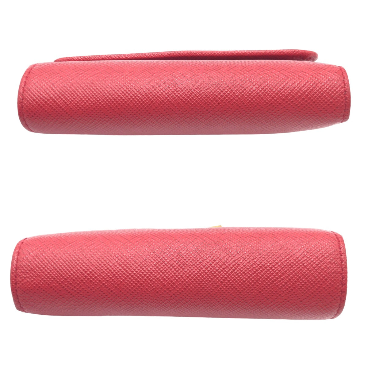 PRADA Prada Saffiano Red Gold Hardware Leather Tri-fold Wallet for Women 1MH025