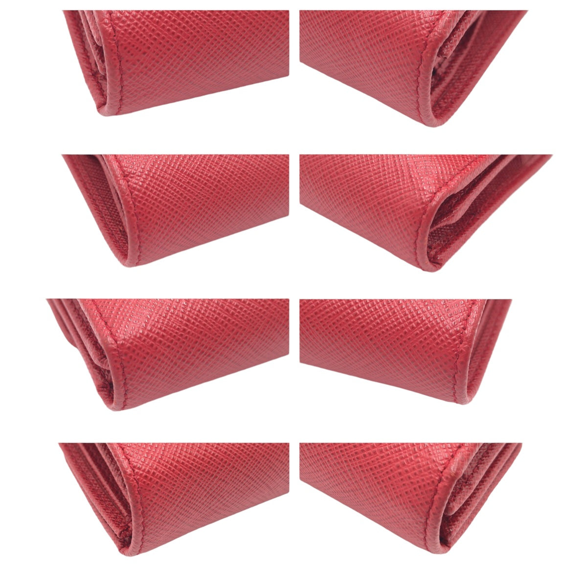 PRADA Prada Saffiano Red Gold Hardware Leather Tri-fold Wallet for Women 1MH025