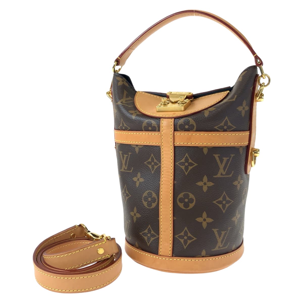 LOUIS VUITTON ルイヴィトン モノグラム ダッフルバッグ ブラウン 茶 PVC M43587 ショルダーバッグ ハンドバッグ 2way  レディース