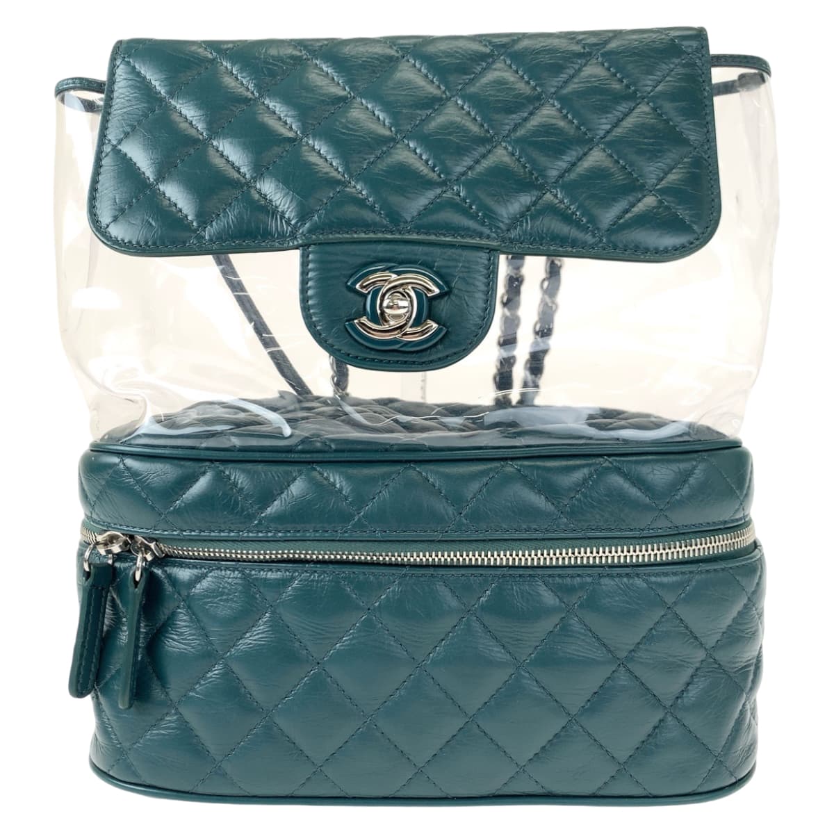 CHANEL シャネル マトラッセ ココマーク ターンロック グリーン 緑 シルバー金具 カーフ / ビニール チェーンショルダーバッグ 斜め掛け  レディース