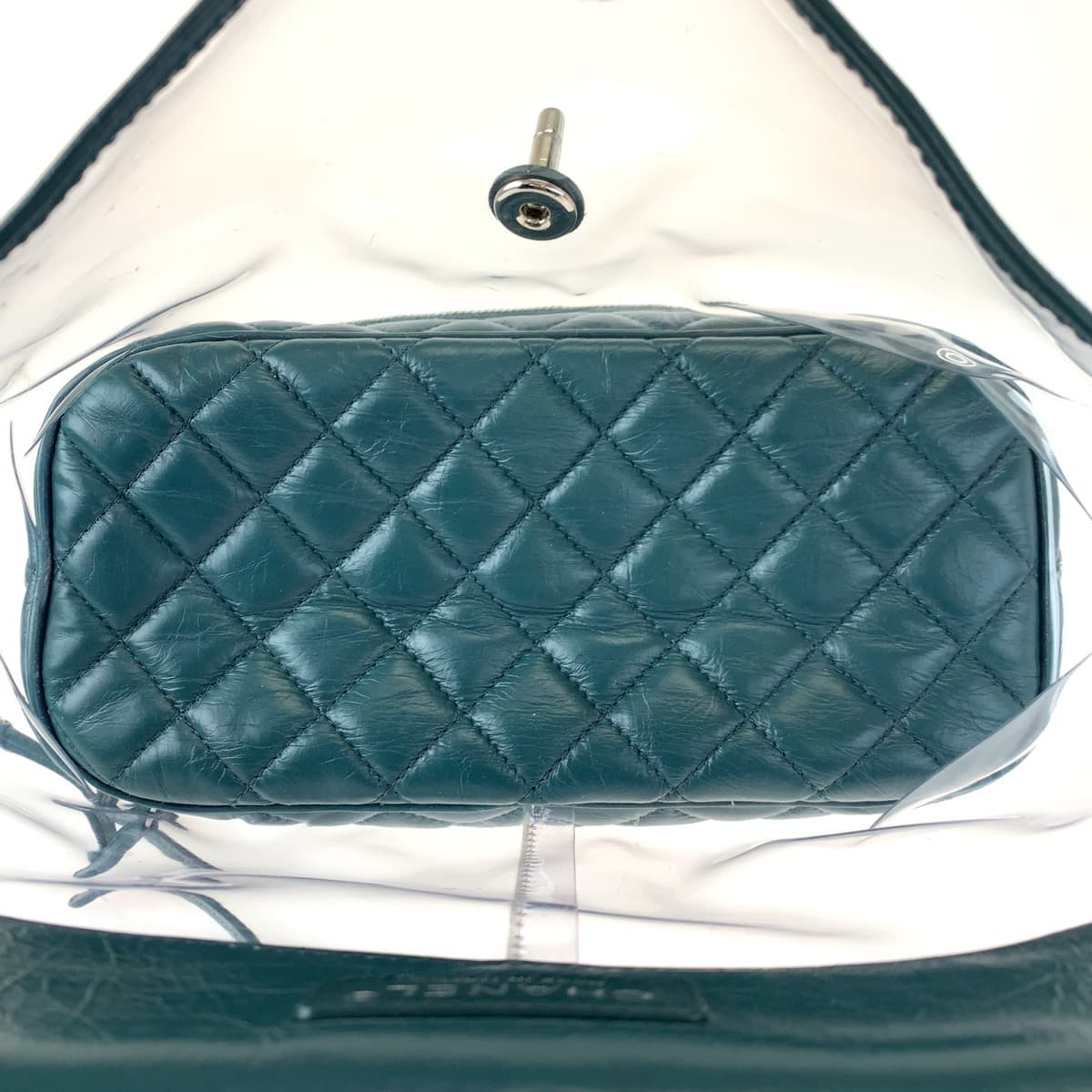 CHANEL シャネル マトラッセ ココマーク ターンロック グリーン 緑 シルバー金具 カーフ / ビニール チェーンショルダーバッグ 斜め掛け  レディース
