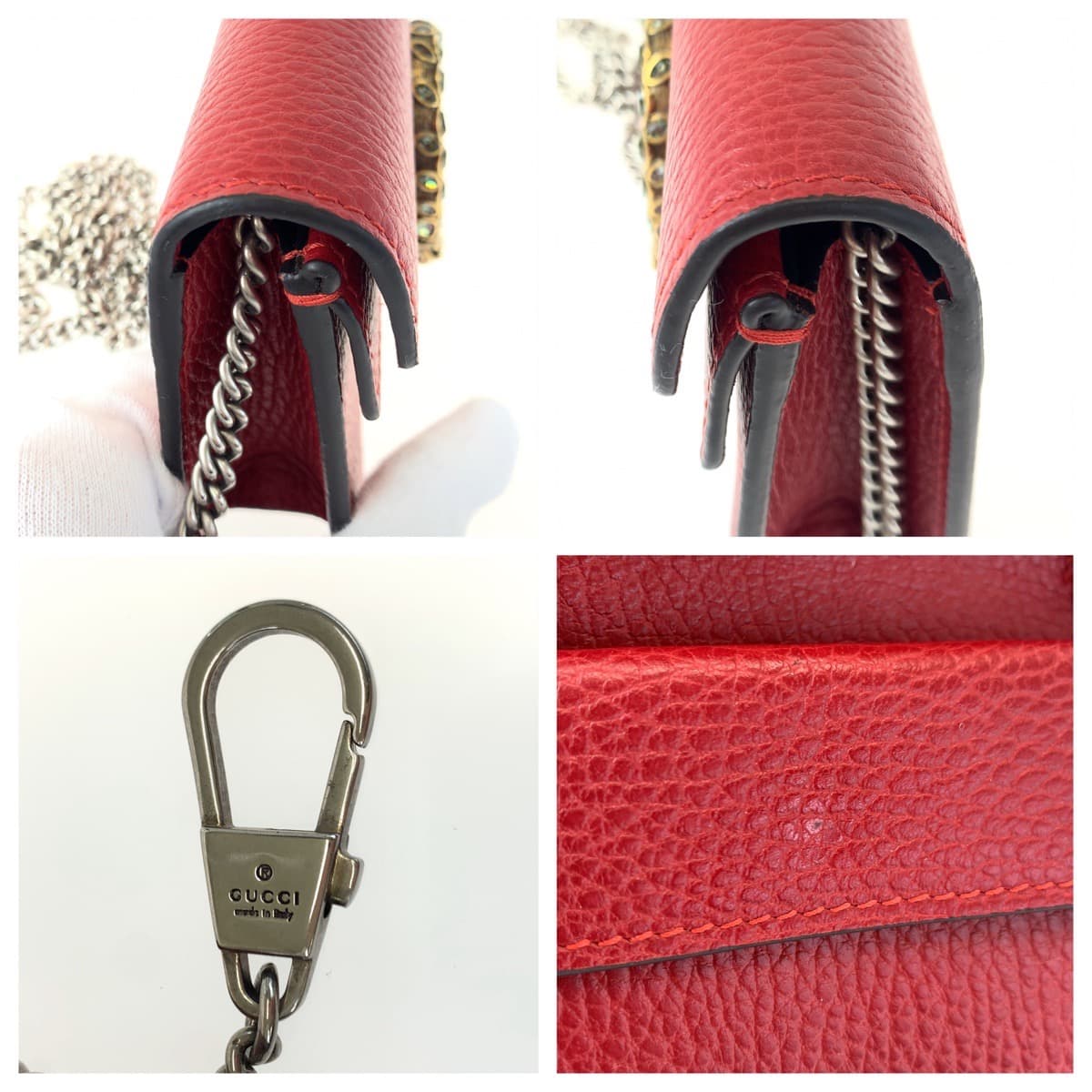GUCCI グッチ デュオニュソス レッド 赤 ゴールド金具 レザー 476432 チェーンショルダーバッグチェ 斜め掛け  レディース