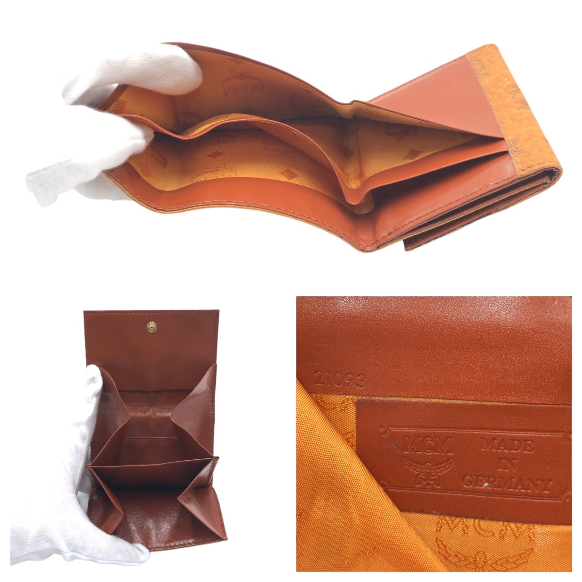 MCM Brown Gold Hardware / Synthetic Leather Tri-Fold Wallet Compact Wallet for Women