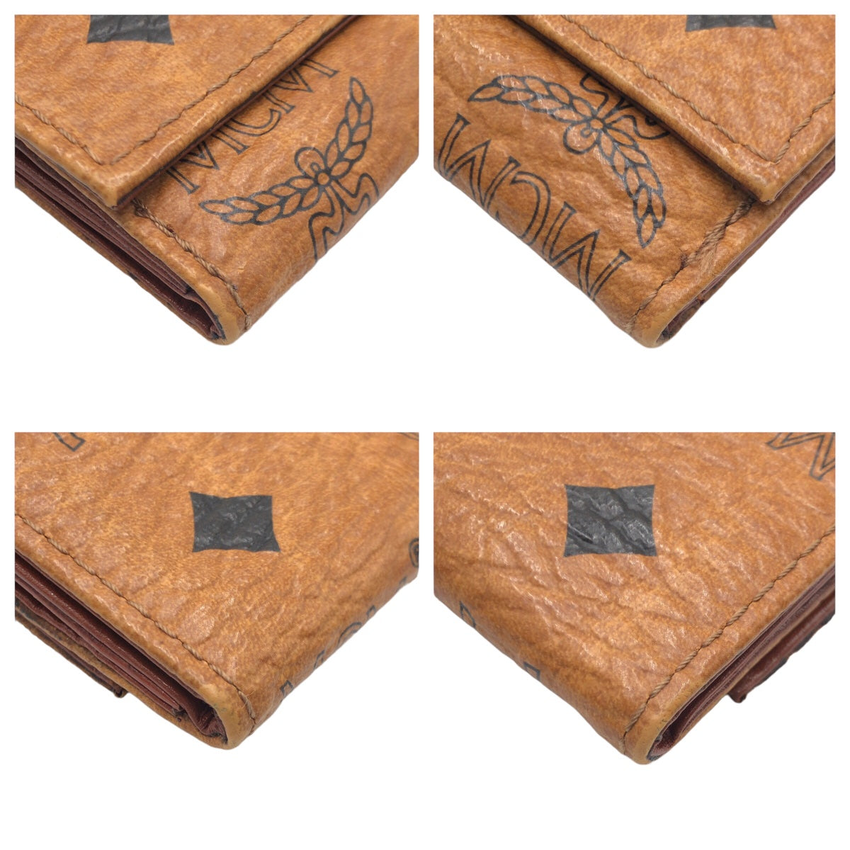 MCM Brown Gold Hardware / Synthetic Leather Tri-Fold Wallet Compact Wallet for Women